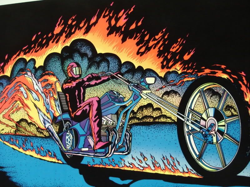 Vintage Blacklight Velvet flocked 70's Poster Chopper eBay